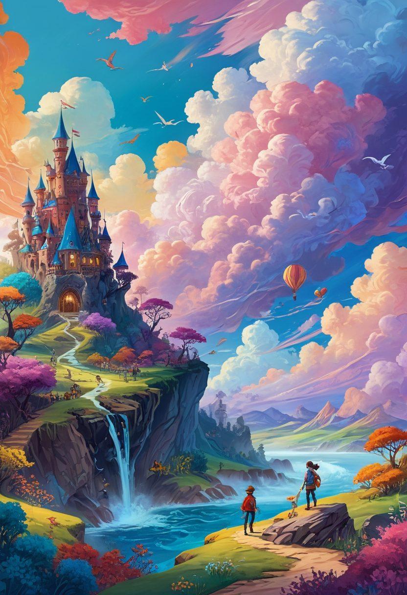 A vibrant and whimsical illustration capturing a fantasy landscape inspired by adult animation, featuring unique characters in playful and imaginative poses. Include elements like surreal backgrounds, colorful skies, and hints of cultural motifs to reflect the diverse art styles of hentai. Emphasize creativity and freedom in expression, with a touch of humor and allure. Use bold, bright colors to evoke excitement and curiosity, while ensuring a tastefully artistic approach. stylized illustration. vibrant colors. fantasy art.